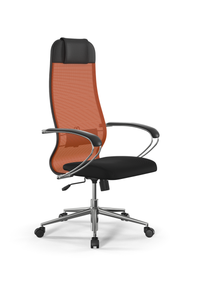 Кресло для руководителя Метта Sit 10 B1-111K - X2+UMF(X1) /Ub00/Wh00/K1cL(M09.B23.G18.W01) (Черный | Оранжевый)