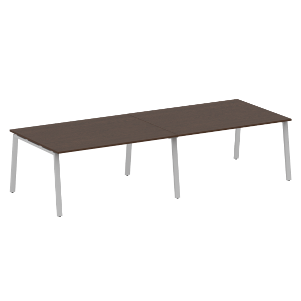 Стол для переговоров (2 столешницы) на А-образном м/к Metal System Style БА.ПРГ-2.4 3200x1235x750 (Венге Цаво/Серый металл)