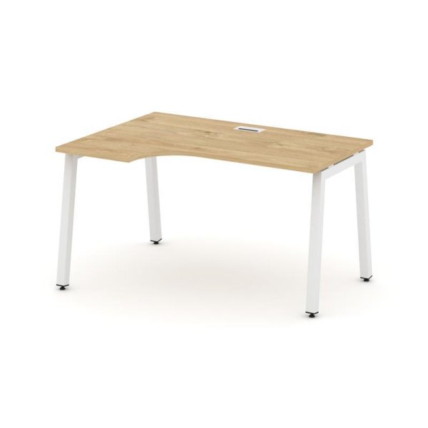 Стол рабочий эргономичный SN-5A.SPA-002(L) (1580х600/980х750) (Тиквуд Светлый/Металл Белый)