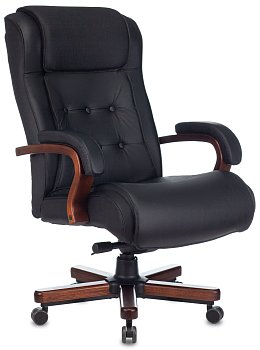 Кресло руководителя T-9926WALNUT черный кожа крестов. металл/дерево