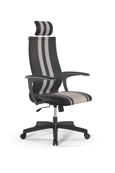 Кресло для руководителя Метта Sit 10 B2-187U - Extra /Kb40/Wh40/U0mL-b/H3mL-G-2D(M09.B02.G15.W01) (Черный | Светло-бежевый)