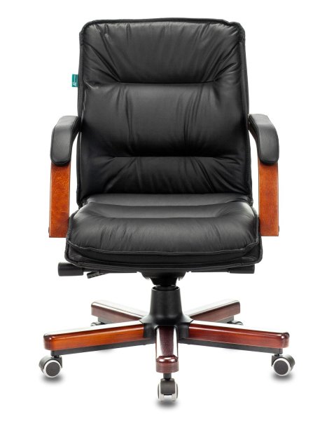 Кресло руководителя T-9927WALNUT-LOW черный кожа низк.спин. крестов. металл/дерево (Черный)