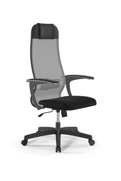Кресло для руководителя Метта Sit 10 B1-111U - X2+UMF(X1) /Ub00/Wh00/U0mL-b(M09.B02.G15.W01) (Светло-серый | Черный)