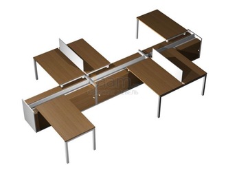 Мебель для персонала Рабочая станция (6x120) с настольными экранами ДСП на 3-x опорных тумбах-купе с ProSystem КВ 0179 БН